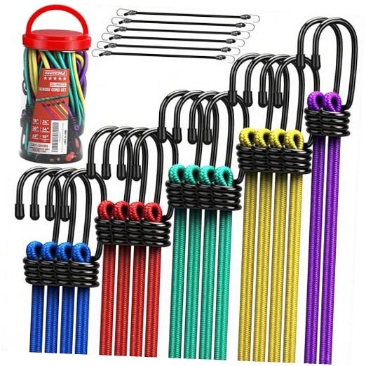 24-Piece Premium Bungee Cords Heavy Duty Outdoor, Bungee Cords with New Version