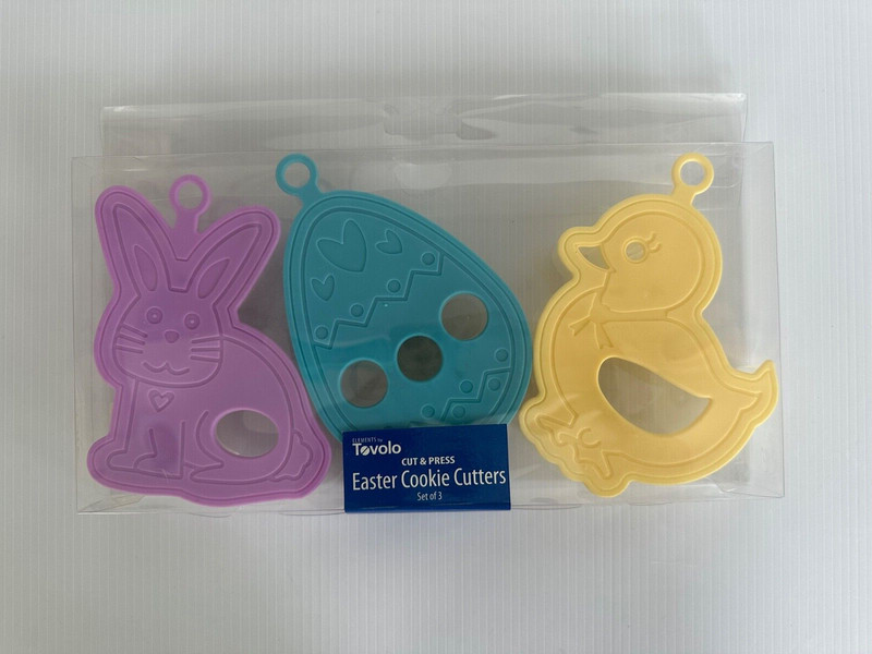 Tovolo Easter or Spring Cookie Cutters Bunny Egg Baby Chick Imprint Set of 3 NEW