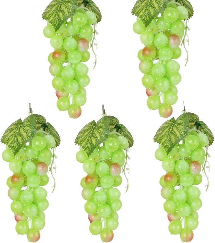 5pcs Green Simulat Grapes Bunches Lifelike Artificial Grapes Fake Grape