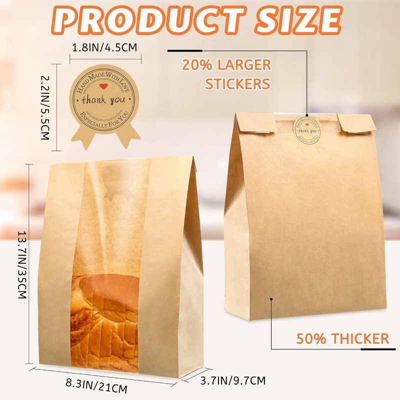 50 Pcs Bread Bags for Homemade Bread, Sourdough Paper Bread Bags With Window,... gallery