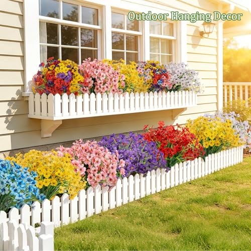 24 Bundles Artificial Flowers UV Resistant, Fake Silk Flowers Bulk for gallery