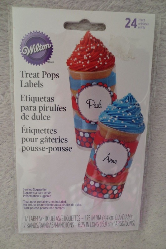 Wilton Treat Pops Labels/Wraps Treats Blue/Red Polk Dots 12 Count Labels New