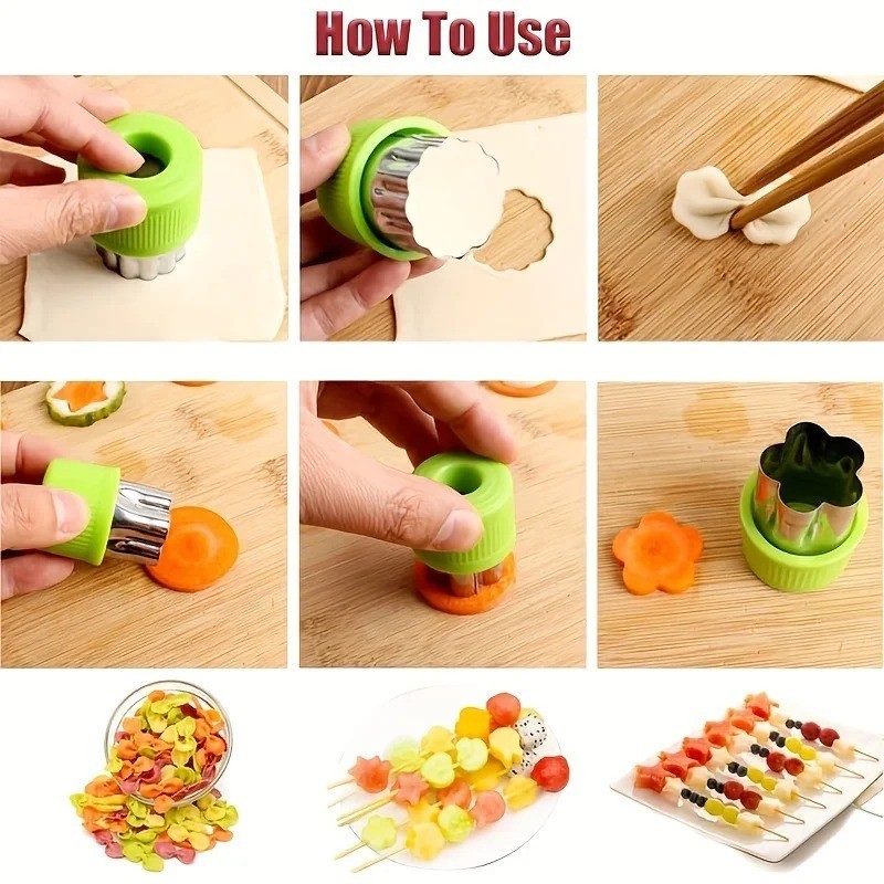 9 Piece Fruit Veggie Cutter Set Mini Cookie Shape Slicers Molds Stainless Steel gallery