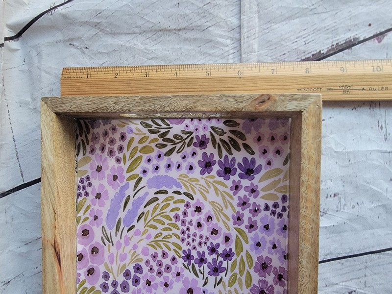 Mango Wood Lilac Purple Floral Acrylic Top Serving Tray Decrative Tray Makeup gallery
