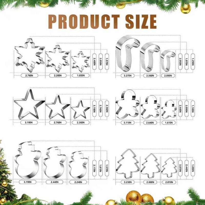Christmas Cookie Cutter Set 18 pcs Holiday Baking Shapes Snowman Tree gallery