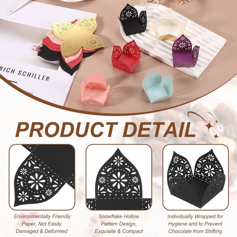30Pcs 1.4x1.4" Snowflake Truffle Wrapper Cupcake Liners for Decor, Black gallery