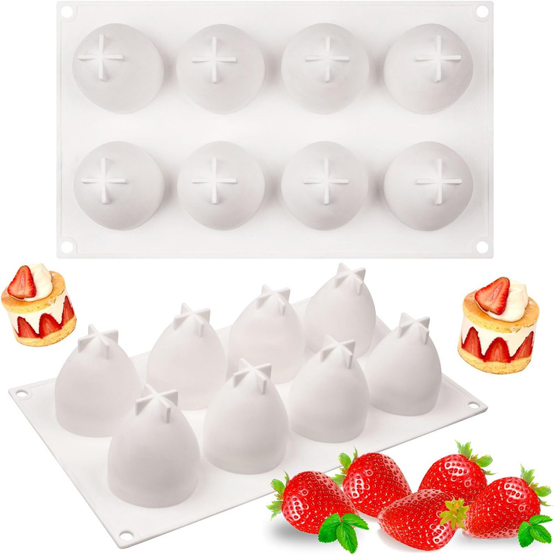Strawberry Shaped Silicone Mold, 3D Fruit Mousse Cake Mold for Cake Decoration C