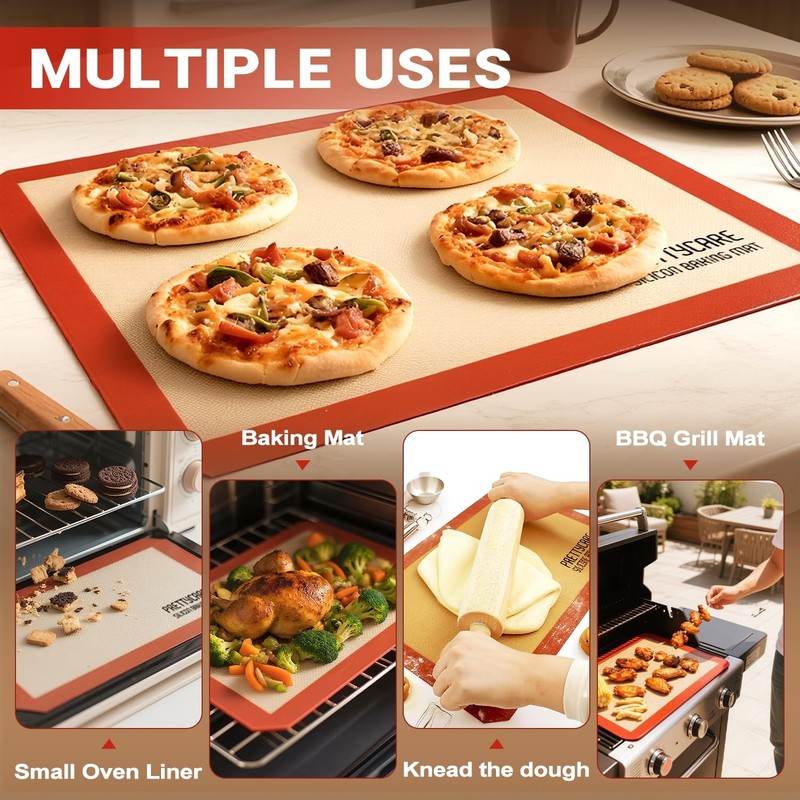 Silicone Baking Mat Set by PrettyCare (2 Half Sheet and 1 Quarter Sheet) Non ... gallery