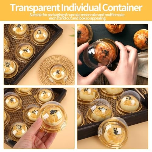 Hewnda 100 Pack 2 Inch of Clear plastic mini cake box muffins box cookies gallery