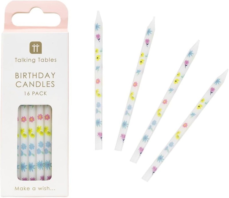 16 x Pastel Floral Birthday Candles for Cake Easter Spring Decor Ideal for