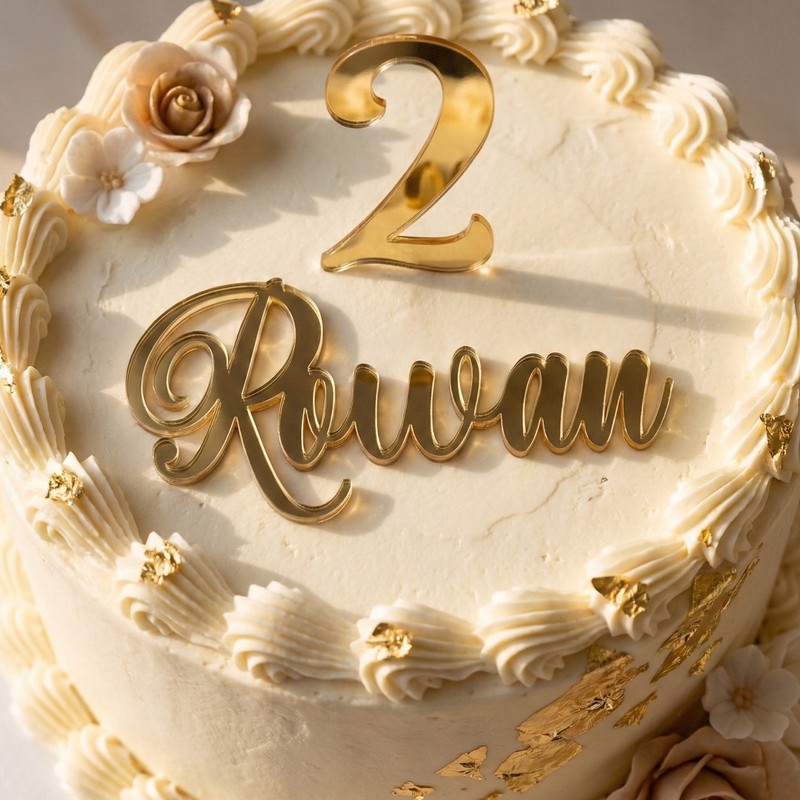 Personalised Acrylic Cake Name Charm Custom Number Birthday Topper 3mm 4 Sizes