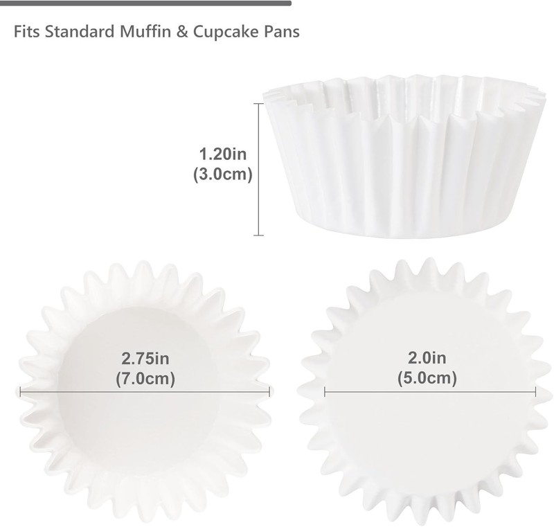 Heavy Duty Standard White Cupcake Liners 150 Counts Grease-Resistant Paper gallery