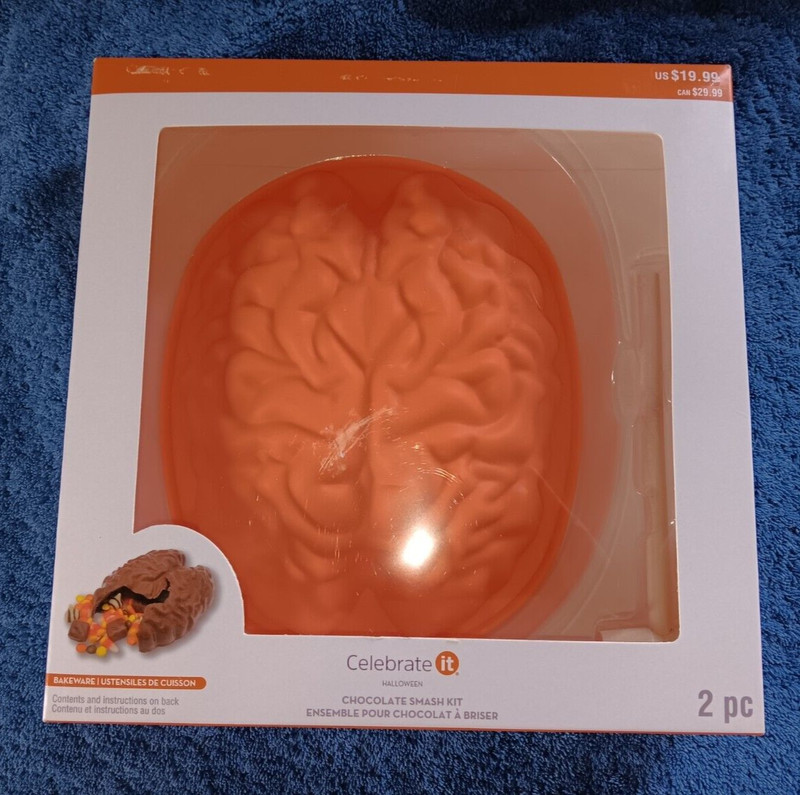 Celebrate It Halloween “Brain” Chocolate Smash Mold Kids Cook New Hammer Box $$