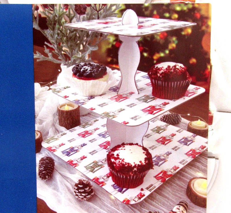 Sur La Table 3 Tier Christmas Cupcake Dessert Treat Stand Tower Tray Nutcracker gallery