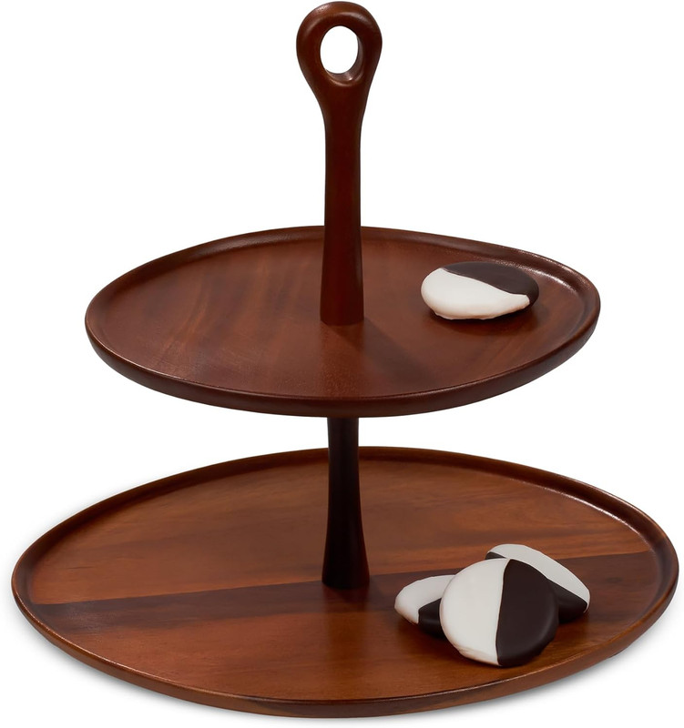 Portables Wood Tiered Dessert Stand | 2-Tier Cupcake Stand | Serving Tray for Co gallery