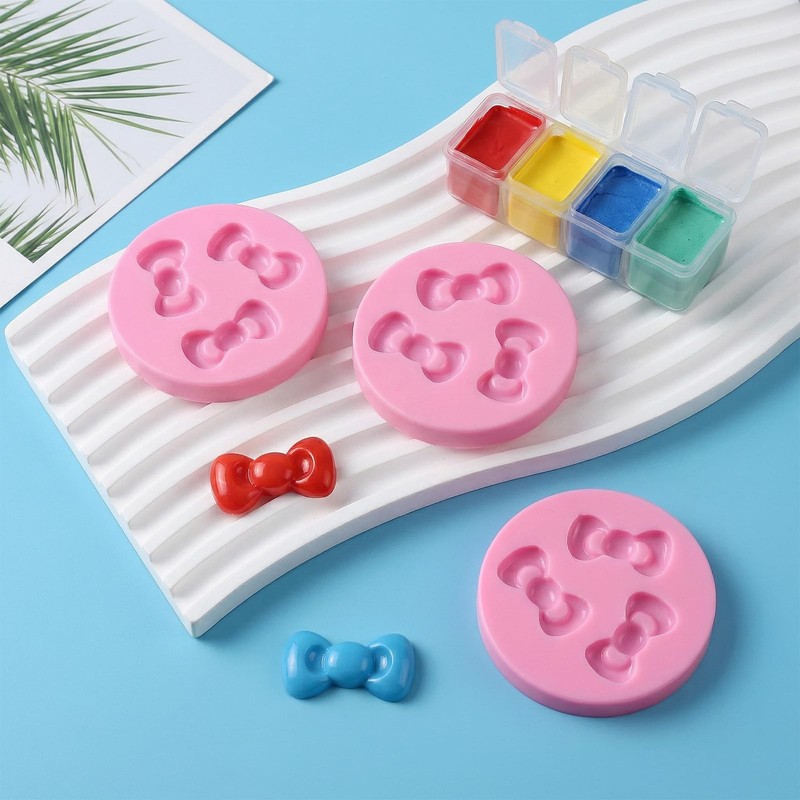 4PCS Pink Bow Mold, Mini Bow Chocolate Molds,Silicone Fondant Mold for Cake M... gallery