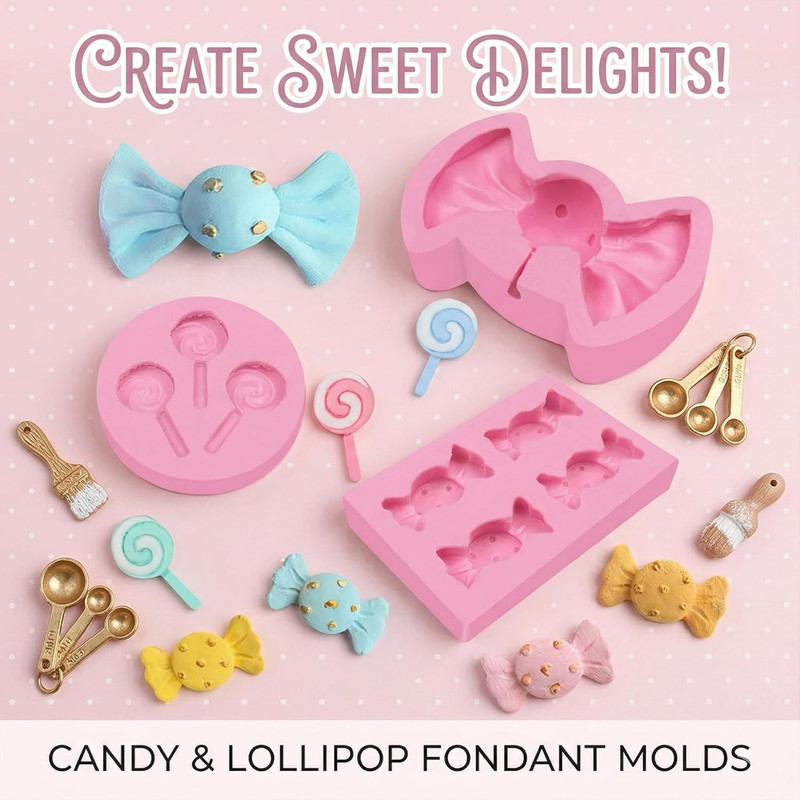 Lollipop Fondant Molds 3 Pcs, Candy Shape Cake Decorating Molds for Baking Cupca gallery