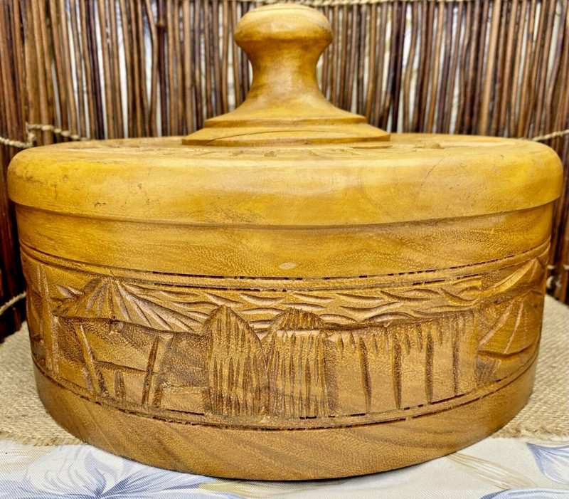 VT Monkey Pod Wood Cake Dome Cover The Hardwood Factory Kauai Hawaii Hand Carved gallery
