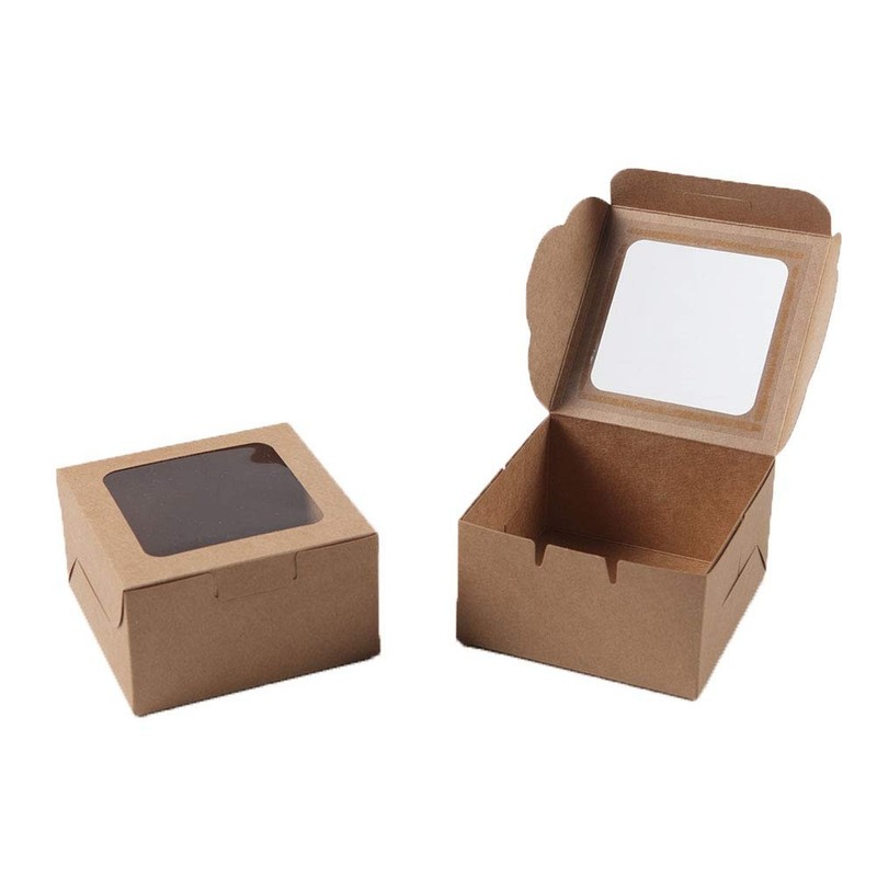 Bubbley Kraft Paper Bakery Boxes – 50-Pack Single Pastry Box 4-Inch, Packagin…