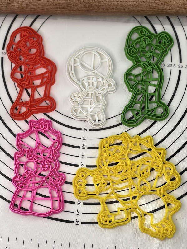 The Super Mario Bros Set of 5 Cookie Cutters Produced by 3D Kitchen Art