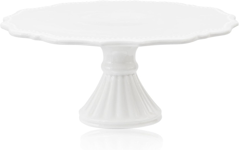 10 Inch Cake Stand, Relief Round Dessert Cake Stand for 8 Inch Cake, Ceramic Cup