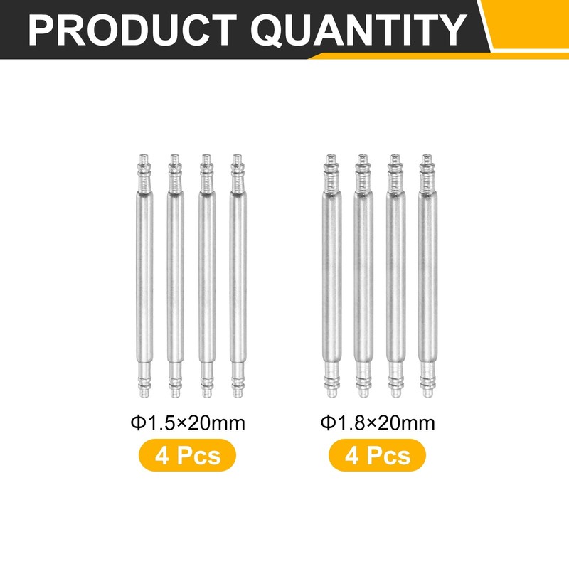 8pcs for watch bars 20mm stainless steel 1.5mm + 1.8mm diameter gallery