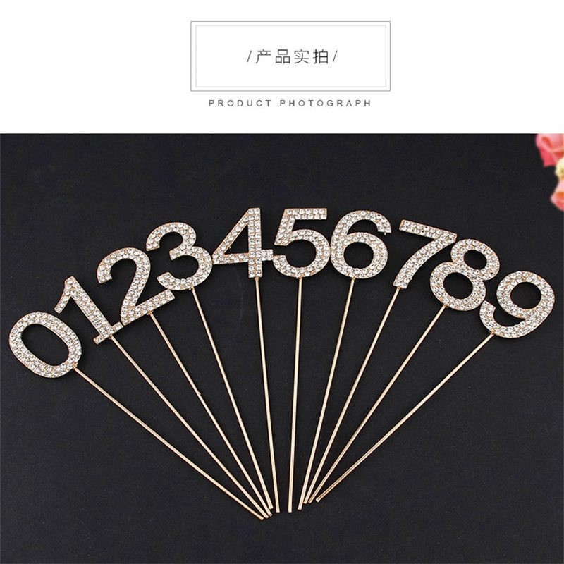 Insert Metal Small Number Cake Rhinestone Cake Insert Alloy Cake