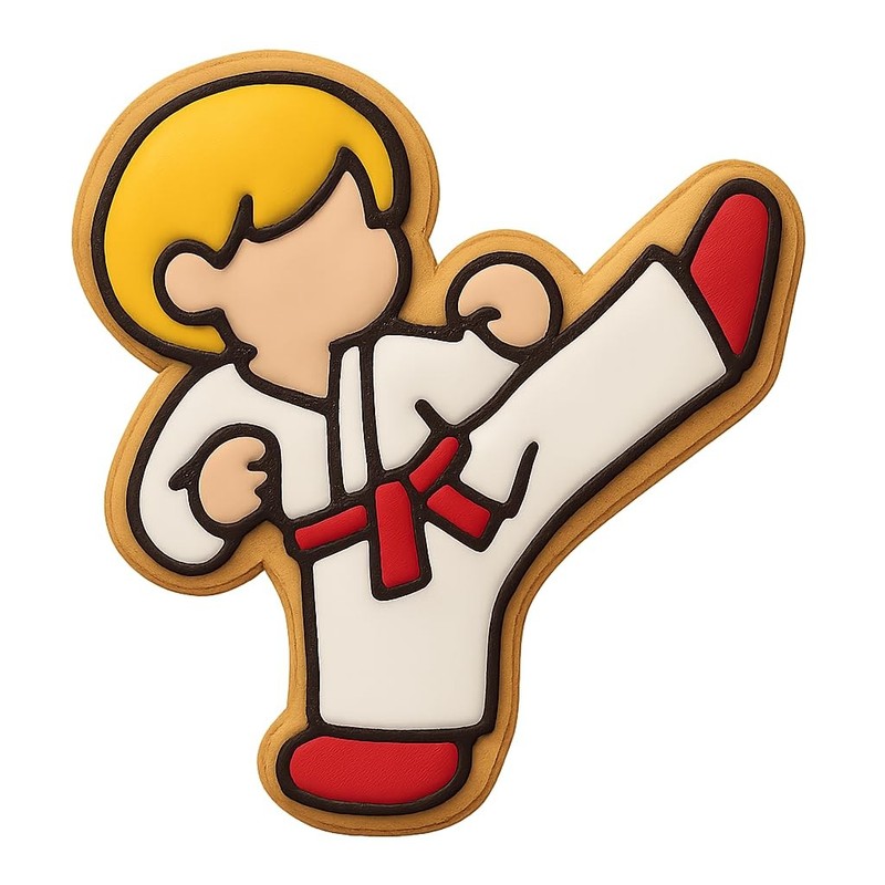 Karate Boy Performing Roundhouse Cookie Cutter & Stamp, Fondant & Clay - 4x3.5 gallery