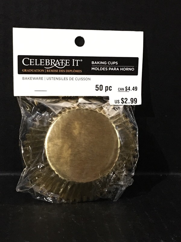 Graduation Gold/Black Bakeware Baking Cups 50pc New