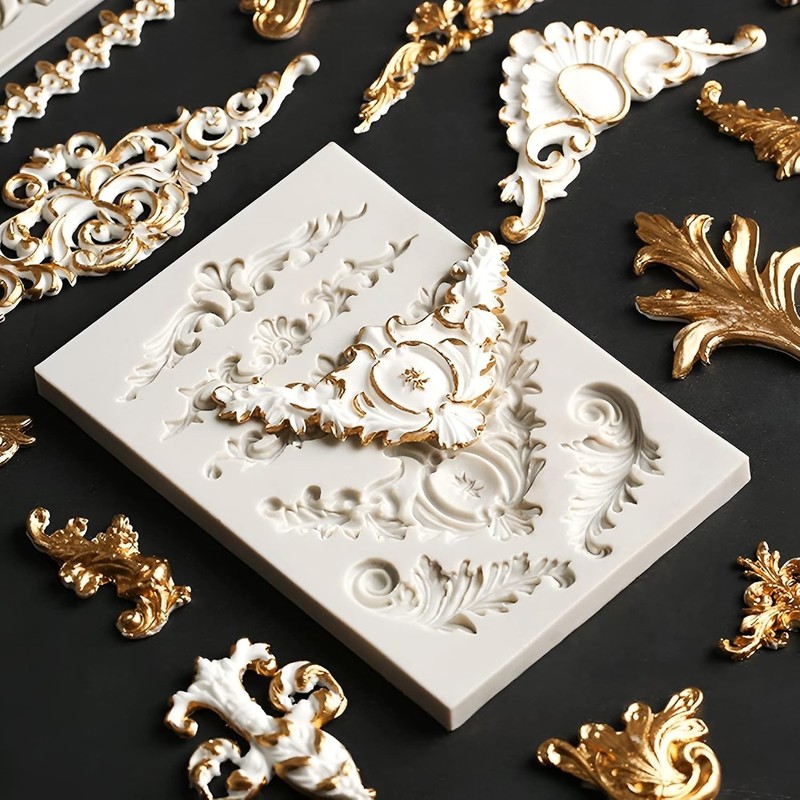 3 Packs Baroque Silicone Molds Scroll Silicone Baroque Mold Clay Molds Fondant M gallery
