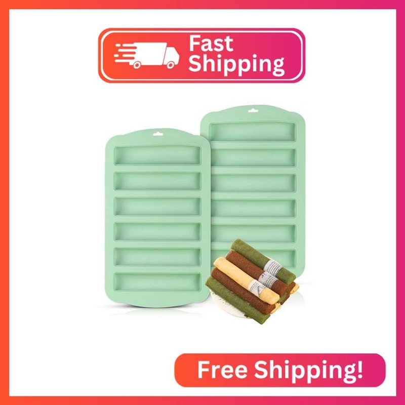 2pcs Granola Bar Mold, 6 Cavity Rectangle Chocolate Silicone Mold for Baking Ene