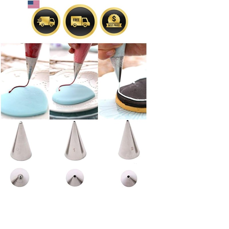 3-Piece Extra-Fine CAKE DECORATING TIPS SET¨C Meringue Icing Tips Piping Nozz…