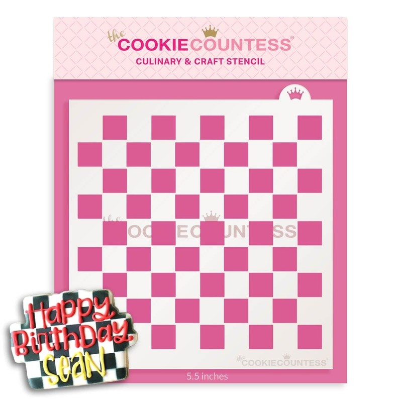 Checkerboard Pattern Stencil Cookie Decorating Baking Craft DIY Art Template