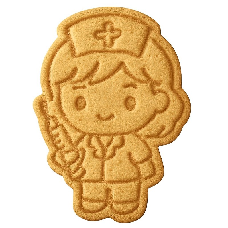 Chibi Nurse Holding Syringe Cookie Cutter & Stamp, Fondant & Clay – 3.2×4″