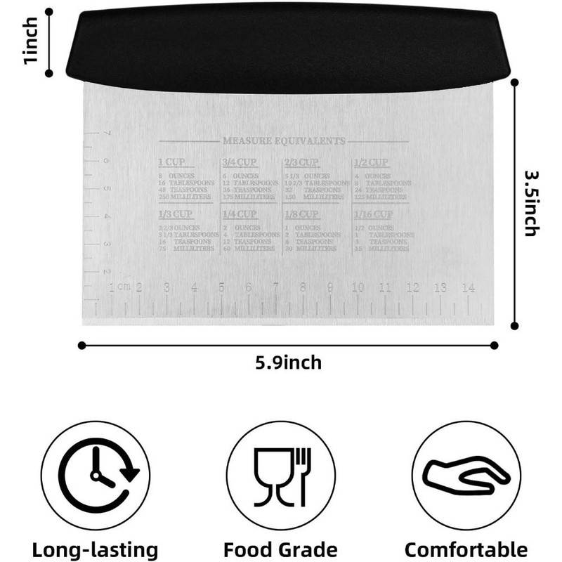 Stainless Steel Dough Scraper and Cutter Set of 2 with Measuring Scale gallery