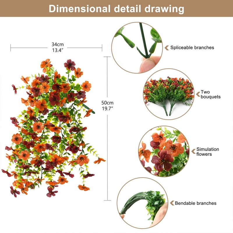 Zfprocess Artificial Hanging Flowers Plants For Outdoor Spring Summer gallery