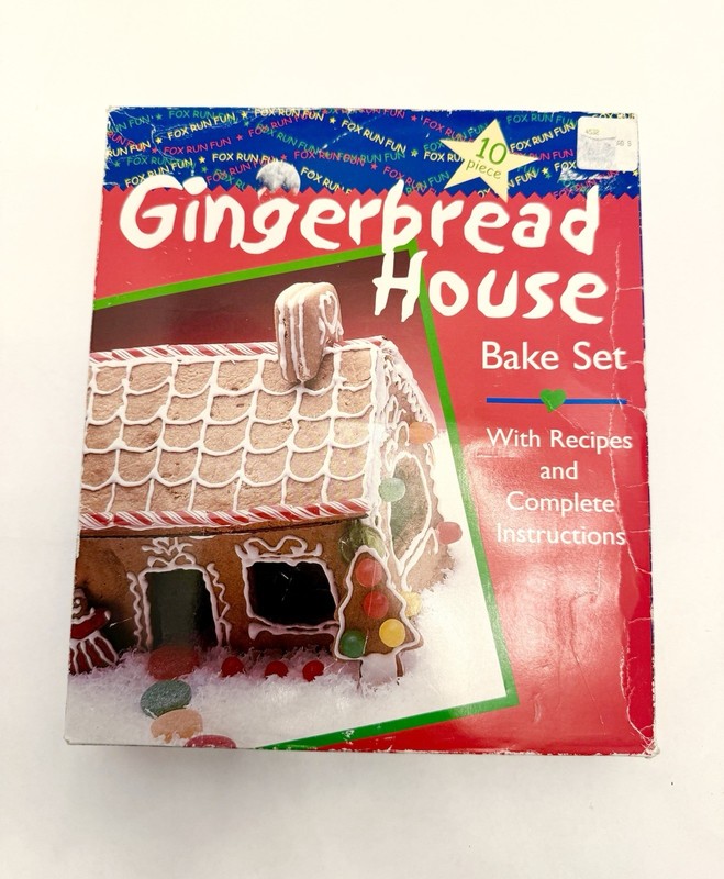 Vintage 1995 Fox Run Gingerbread House Cookie Cutter Set in Box Instructions