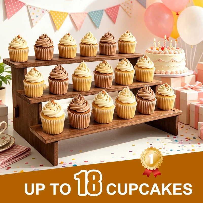 Wooden Display Stand -2PCS Rustic Cupcake Stands gallery