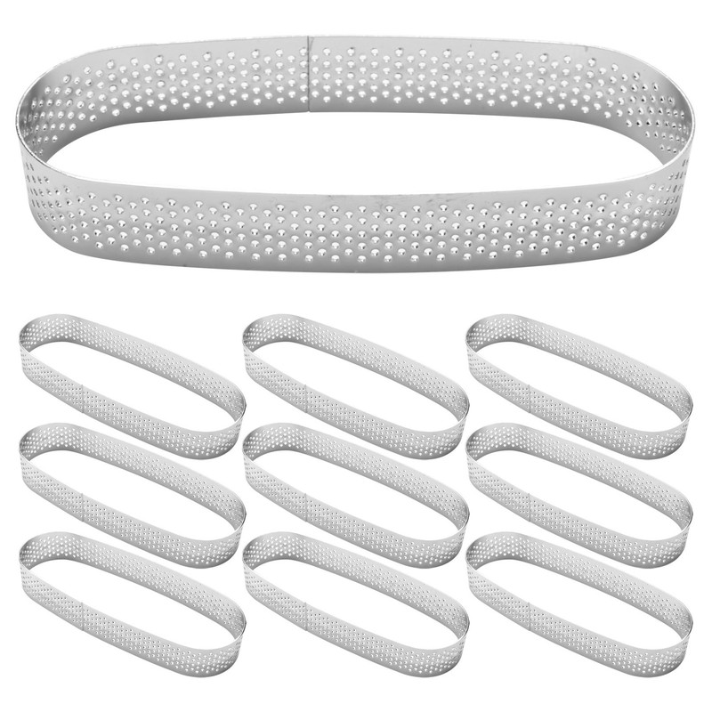 10 Pack Oval Tart ,Perforated Baking ,Pastry ,Stainless Steel Cake Tart4853