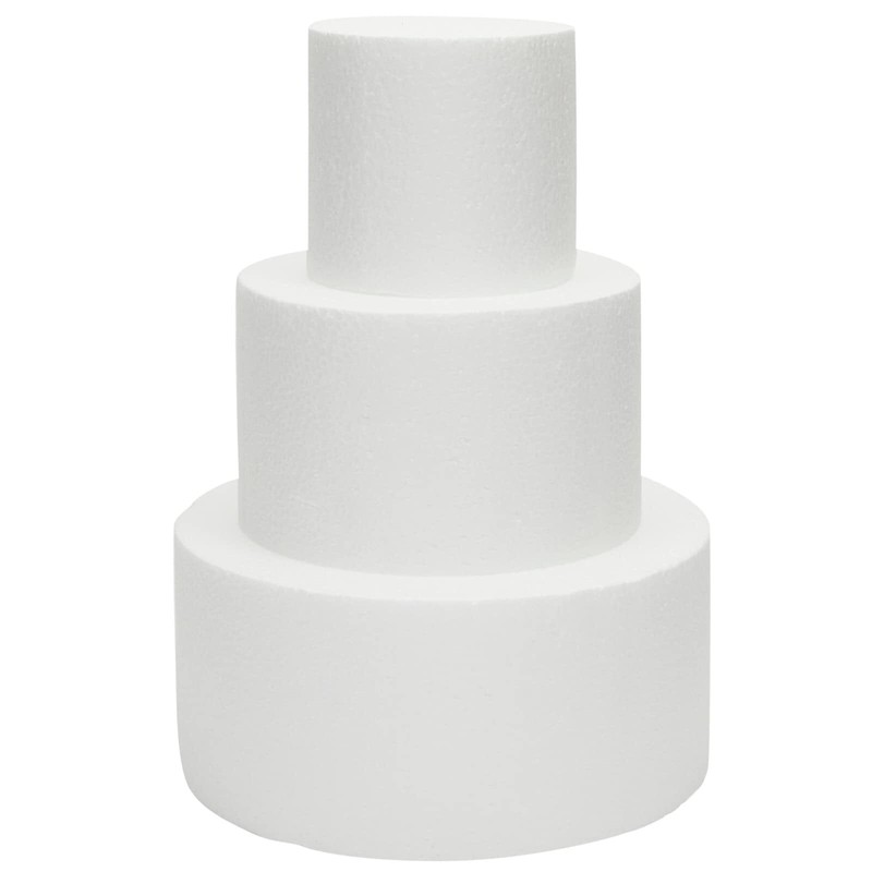 3 Piece Round Foam Cake Dummy Set for Decorating Faux Cake in 3 Sizes for Bir…