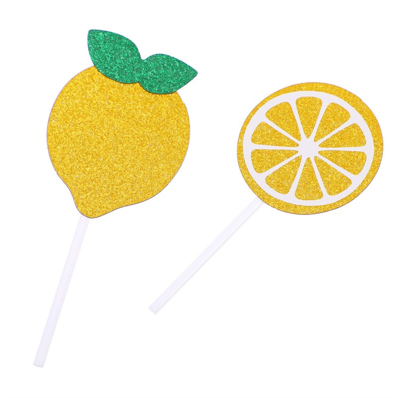 24 Pcs Birthday Cake Topper Lemon Toppers Party Decoration Baby