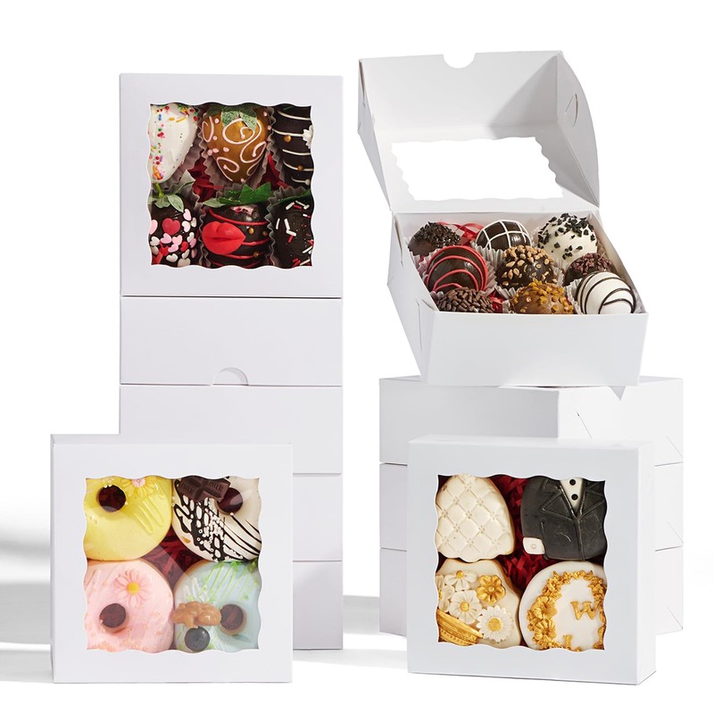50 PCS 5x5x2 Inch Window Boxes Cookies Soap Chocolate Macaron Cake Gift