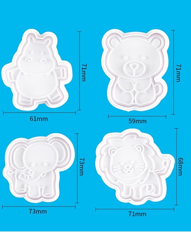 Set /4 Pcs Mold For Making Cookies In The Shape Of Animals Everything For Baking
