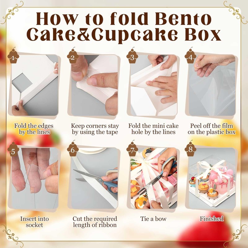 6 Pack 1+5 Bento Cake Boxes with Cupcakes Clear Bento Cakes and Cupcake Combo... gallery