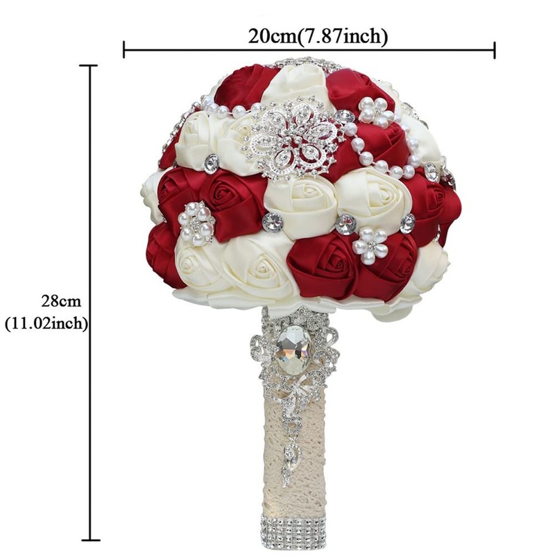 Sharebeauty 7.9 Inch Handmade Satin Rose Bridal Bouquet Toss Round Wedding gallery