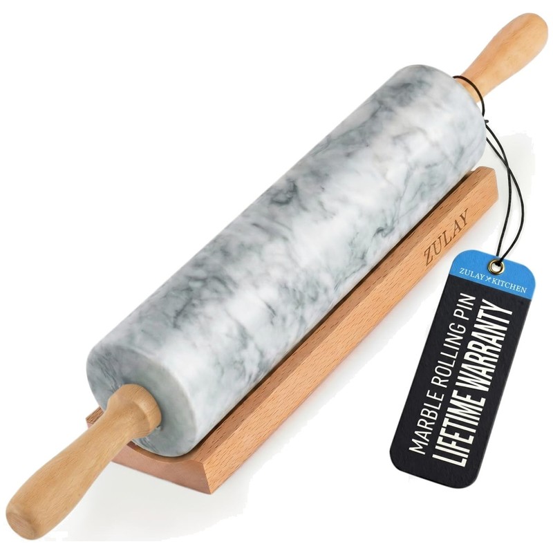 Marble Rolling Pin with Stand - 17-Inch Polished
