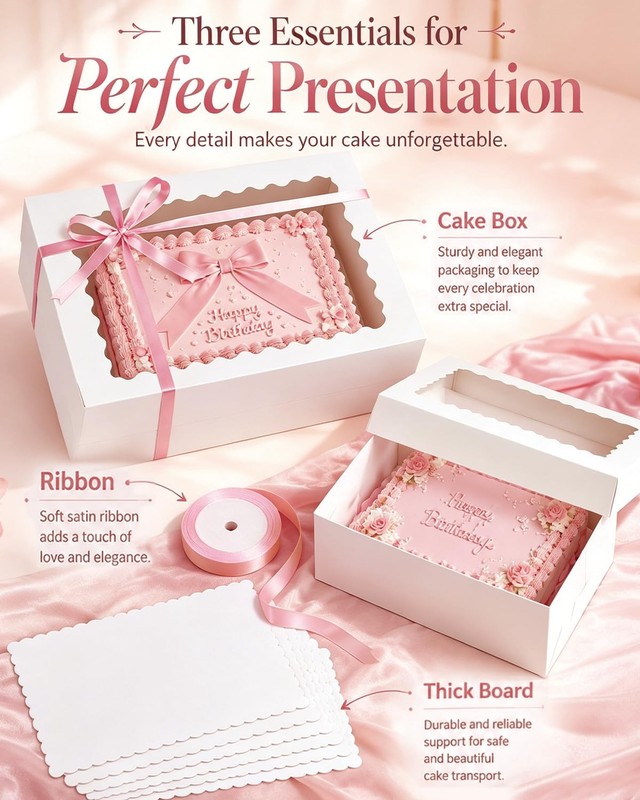 qiqee White Sheet Cake Box 6 Sets 14x10x4 gallery