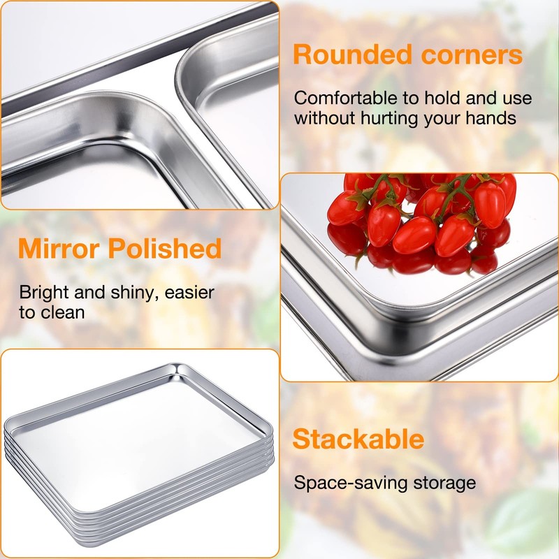Mimorou 6 Pcs Baking Sheet Set Stainless Steel Cookie Sheet Cookie Baking Pan gallery