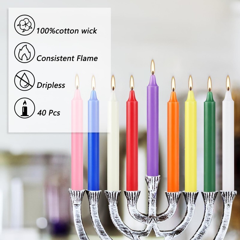 40 Pack Assorted Color Spell Chime Candles, 4 Inch Mini Taper Candles for for gallery