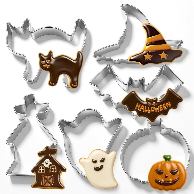 Horror-themed cookie cutters – Witch’s Hat, Pumpkin, Ghost, Cemetery，Bat and …